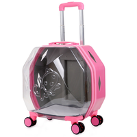 Chariot pour animaux de compagnie Transparent Pet Pull Rod Box Travel Case Pet Trolley Carrier avec roues