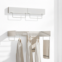Séchoir à linge mural pliable à un seul niveau avec 2 poignées pour serviettes, cintre pliable pour salle de bain et salon