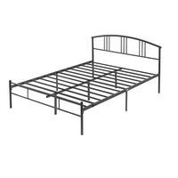 Cadre de lit double ou simple moderne en acier enduit de poudre noire pour la maison, l'école et la chambre à coucher dans les dortoirs.