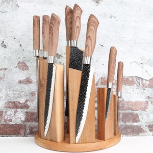 Kitchen Knife Rack Magnetic Wood 7Pcs <b>Desktop</b> Vertical Utensil Holder For Countertop Storage - Product Image 2