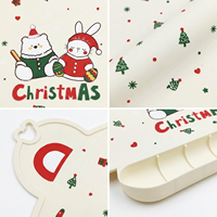Ensemble d'alimentation pour bébé en silicone de qualité alimentaire, motif dessin animé de Noël, avec bavoir imperméable, tapis de table, bol à ventouse et assiette, vaisselle personnalisée
