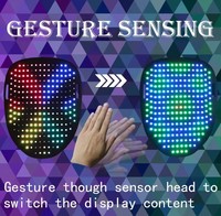 Masques de fête d'Halloween lumineux à LED avec détection de geste, chargement Type-C, lampe 3535RGB, 25 animations pour cosplay, cadeau
