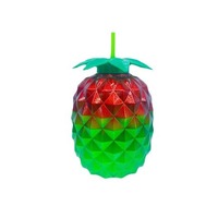 1000Ml Verkoop Plastic Ananasbekers Waterflessen Hawaiiaanse Luau Bekers Met Palmbladeren Drinkbekers Strand Thema Feestartikelen