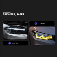 Nouveaux phares avant LED de remplacement pour Série 5 G30 2018-2020, style Ikon Spoon bicolore, avec amélioration du signal DRL