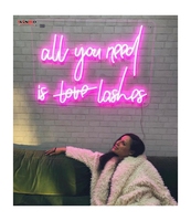 Winbo Dropshipping Enseigne néon LED personnalisée avec nom et logo, Décoration de chambre et de maison, Enseigne néon LED 'All You Need Is Lashes'