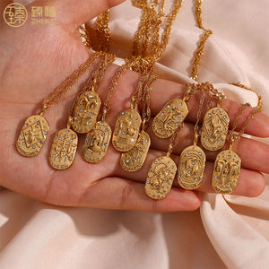 ZHENXI <span class=keywords><strong>2022</strong></span> Último Modelo en Oferta, Collar con Colgante de Signo Zodiacal de Circonita Resistente al Deslustre, Chapado en Oro de 18K sobre Acero Inoxidable para Mujer - Product Image 3