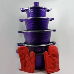 Fabbrica personalizzato <span class=keywords><strong>Non</strong></span> <span class=keywords><strong>Stick</strong></span> 10 pz pentole da cucina in alluminio pentole da cucina inferiore casseruola Set di pentole da cucina con coperchi - Product Image 4