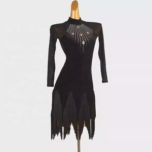 Vestido de Baile Latino con Flecos y Pedrería para Mujer, Traje de Rumba y <span class=keywords><strong>Cha</strong></span> <span class=keywords><strong>Cha</strong></span> de Una Pieza, Profesional, para Competencia - Product Image 4