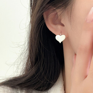 S925 Sterling Silver Heart Shape Drop <b>Earrings</b> For Women Everyday Wear White Color <b>Fine</b> Dangle <b>Earrings</b> - Product Image 2
