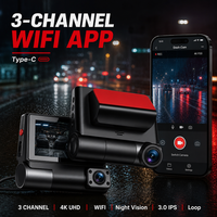 Caméra embarquée 1080P 3 canaux avec Wi-Fi intégré, écran IPS 3 pouces, batterie 150 mAh, H.264 et moniteur de stationnement