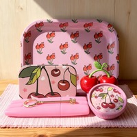 Ensemble complet de 6 plateaux à rouler Cherry, avec un plateau à rouler mignon et un moulin à herbes, kit complet avec plusieurs accessoires
