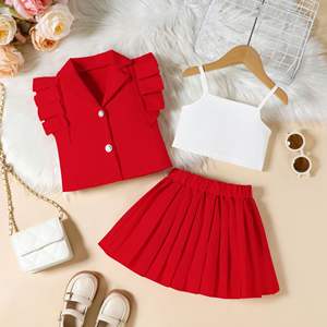 Nuovo Completo per Bambine: Top Canotta e Gonna Plissettata, <span class=keywords><strong>Abbigliamento</strong></span> <span class=keywords><strong>Trendy</strong></span> per Bambini, Vestiti per Neonati, Outfit per Bambine e Bimbe Piccole - Product Image 1