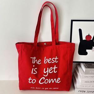 Custom Logo Canvas Handbag with Zipper Closure Fashionable Lady Style Portable and <b>Reusable</b> Letter Print Design - Product Image 3