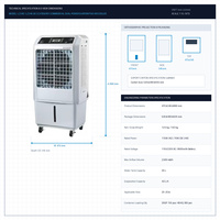 Refroidisseur d'air industriel et commercial à prix abordable, double alimentation AC/DC, grand réservoir d'eau de 30L, conception à double alimentation pour bar