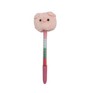 Bolígrafo de gel Nicher Cute Pig Plush con pompones coloridos, cuerpo rosa, tinta multicolor, para uso en oficina y escuela, escritura segura y divertida. - Product Image 3