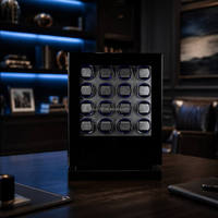 Boîte remontoir automatique de luxe MINEESI personnalisée avec verrouillage par empreinte digitale, écran tactile LCD, lumière RGB et moteur pas à pas silencieux, 16 emplacements