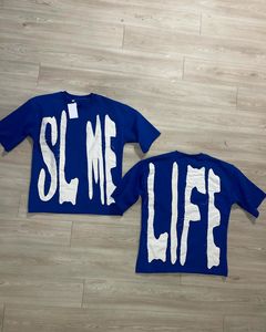 Camiseta Corta de Algodón 100% de Alta Calidad, Estilo Holgado, con Letras Bordadas Desgastadas, para Hombre - Product Image 3