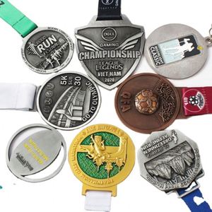 Medalla Deportiva de Metal Dorado 3D de Aleación de Zinc Personalizada con Diseño Propio a Precio de Fábrica, Barata, para Maratón y Carreras - Product Image 5