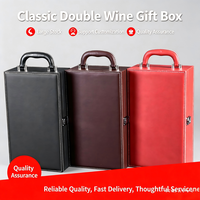 Boîte à vin en cuir de luxe pour deux bouteilles, logo personnalisé, portable, emballage cadeau pour deux bouteilles de vin rouge, pour offrir du vin