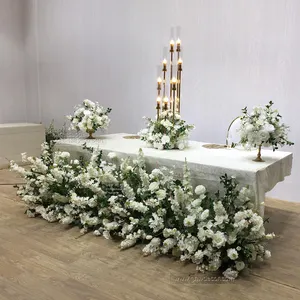 GNWWedding Decoration Supplies Custom Color Silk Wedding Floral Table Runner And Flower Ball Table Artificial Flowers Decoration