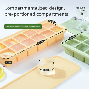 Silicone <span class=keywords><strong>Ice</strong></span> <span class=keywords><strong>Cube</strong></span> <span class=keywords><strong>Tray</strong></span> với nắp và container cho tủ đông Stackable <span class=keywords><strong>Ice</strong></span> làm lưu trữ bin - Product Image 2