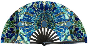 Abanico de Mano Plegable de Bambú con Diseño de Moda QM, Abanico Africano Pintado Personalizado y Portátil para Festivales - Product Image 2