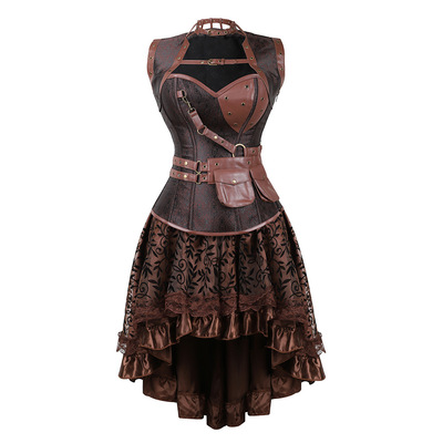 Steampunk Corset Top – Brown Faux Leather Bustier With Buckles – Gothic - View #8