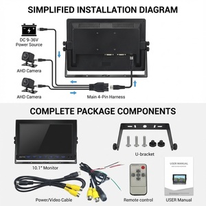 Sistema de Monitor de Cámara de Reversa Melia de 10.1 Pulgadas IPS AHD con Grabador DVR de Pantalla Dividida 2 en 1 <span class=keywords><strong>y</strong></span> 1080P para Grúas Portuarias, <span class=keywords><strong>Camiones</strong></span> de Minería <span class=keywords><strong>y</strong></span> Vehículos Pesados - Product Image 5