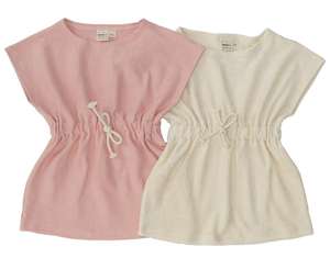 ชุดเดรสผ้าเทอร์รี่แบบมินิมอลสำหรับเด็ก <span class=keywords><strong>แขน</strong></span>สั้นทรง<span class=keywords><strong>ปีกค้างคาว</strong></span> ชุดเดรสลำลองสำหรับเด็กผู้หญิง - Product Image 2