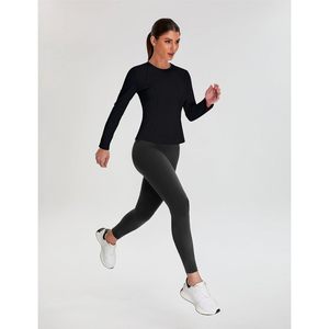 FOXA Women's Long Sleeve Workout <b>Top</b> Fitted Breathable Gym Shirt Solid Color Polyester Material - Product Image 6