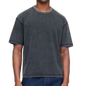 T-shirt pour homme lavé, vente OEM, haute qualité, logo personnalisé, t-shirt de sport pour homme - Product Image 1