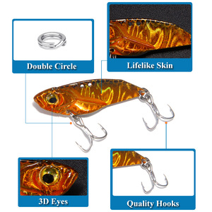 Leurres de pêche 7g, 10g, 15g, VIB métalliques, leurres rigides à lame rotative avec hameçons triples, yeux 3D, <span class=keywords><strong>cuillères</strong></span> de pêche <span class=keywords><strong>pour</strong></span> achigan, brochet et <span class=keywords><strong>truite</strong></span> - Product Image 4