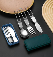 Nouvel ensemble de couverts pliables minimalistes en acier inoxydable 304 avec fourchette, couteau et cuillère portable pour pique-niques et camping en extérieur