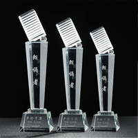 Microphone en métal et verre en gros, trophée musical en cristal pour les événements musicaux/