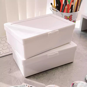 Pure <b>white</b> flip-top Muji-style storage <b>box</b>, Instagram-worthy card-issuing and journaling material sealing sticker, dustproof - Product Image 2