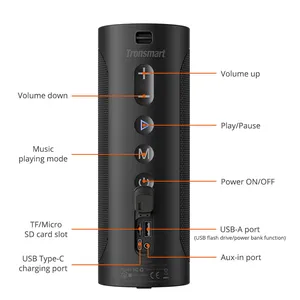 Tronsmart T6 Pro Trinsmart T6 pro Built-in Powerbank Upgraded Cylindrical Design Smooth BT 5.0 Connectivity Type-C