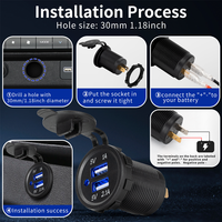 Chargeur USB double 12V-24V, prise allume-cigare, sortie 3.1A, port USB avec LED pour voiture, moto, camion, camping-car, bateau