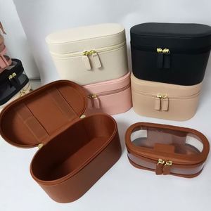 Custom PU&PVC <b>Makeup</b> <b>Bag</b> Large-Capacity <b>Transparent</b> Nested Set Travel Cosmetic CasesToiletry Storage Pouch for Women - Product Image 1
