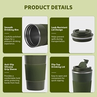 Gobelet isotherme classique en acier inoxydable à double paroi avec couvercle à poignée, tasse de voyage réutilisable, vente en gros OEM directe usine
