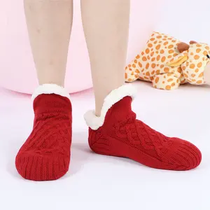 Nieuwe Aankomst Volwassen Warme Zachte Dikke Huis Schoenen Gezellig Thuis Slaap Floor Fuzzy Slipper Vrouwen Winter Pluizige Sokken