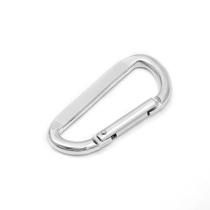 D Type Carabiner Flattened Zinc Alloy Key Ring Metal Hardware Home Use - Product Image 3