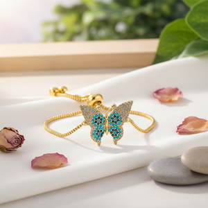 Plaqué or En Forme de Papillon De Mode Bijouterie Zircon Bracelet - Product Image 3