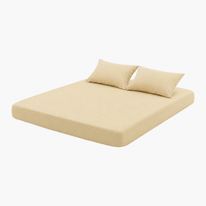 Fournisseur de parures de lit OEM ODM, ensemble 3 pièces en coton lavé de haute qualité, 2 housses de coussin, drap de lit, durable, doux et respirant - Product Image 1