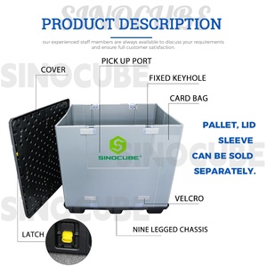 Sinocube Contenitore Pieghevole in Plastica Impilabile a 4 Vie con Apertura Frontale, Scatola Gaylord in PP Resistente al Calore, Contenitore Regolabile per Pallet - Offerta Speciale - Product Image 2