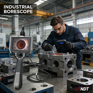 Endoscope industriel HD 3m 5m 10m 5 pouces avec caméra à LED frontale et sonde interchangeable pour l'inspection des conduites et des passages d'huile - Product Image 1