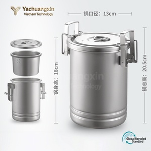 Olla de Acero Inoxidable para Acampar al Aire Libre de 3-4L con Tapa, Diseño Minimalista, Vaporera Multifuncional Portátil - Product Image 6