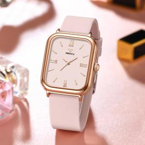 Drioshipping, relojes de cuarzo personalizables para mujer, esfera cuadrada, banda de silicona, reloj de pulsera con logotipo de aleación de diseño Simple de lujo - Product Image 3