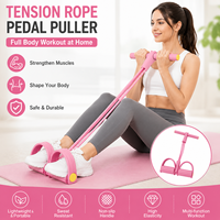 Bandas de Resistencia de Pedal con 4 Tubos, Bandas de Resistencia para Gimnasio en Casa, 4 Cuerdas Elásticas para Entrenamientos de Cuerpo Completo, Entrenadores Abdominales