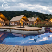 Tente de glamping en toile imperméable avec salle de bain, prix d'usine