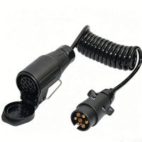 Câble spiralé 12V en PU avec borne en laiton pour harnais de câblage de caravane, camping-car, camion de remorquage, connecteur de remorque standard européen